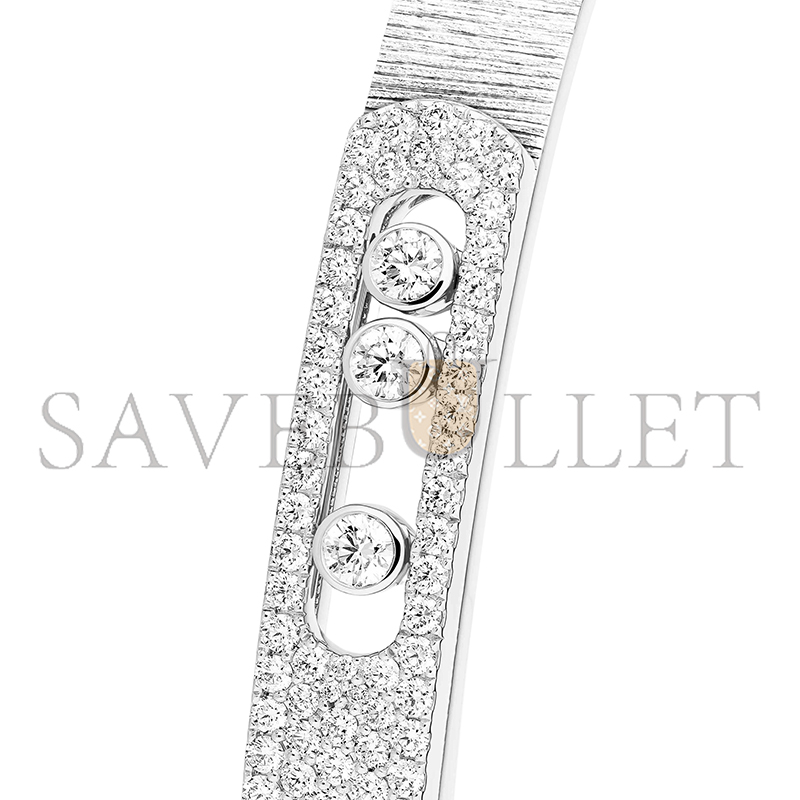 Mes1kaa move noa ciselÉ half pavÉ bangle white gold d1am0nd bracelet 14501-wg