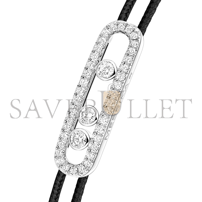 Mes1kaa Mes1kaa care(s) black cord pavÉ bracelet white gold d1am0nd bracelet 14141-wg