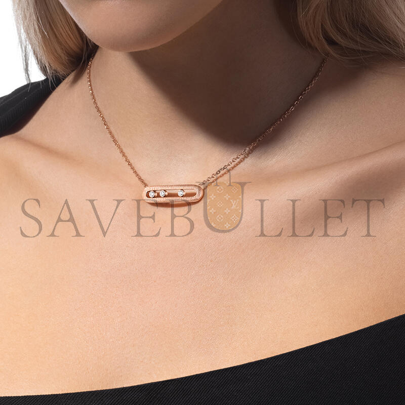 Mes1kaa move classique ciselÉ necklace pink gold d1am0nd necklace 14667-pg