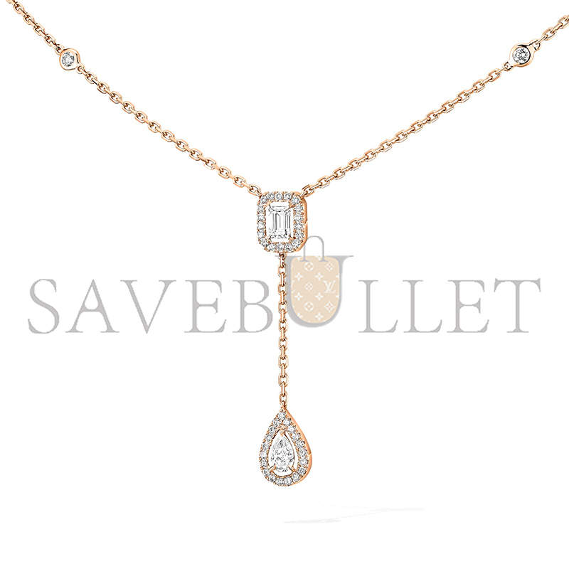 Mes1kaa my twin tie necklace 2x 0.10ct pink gold d1am0nd necklace 06693-pg